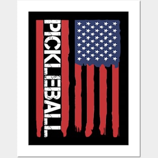 American Flag Patriotic Pickleball Posters and Art